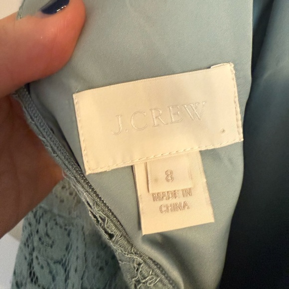 J. Crew lace cap-sleeve knee-length dress in seafoam green. - Picture 3 of 4
